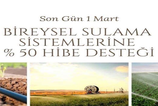 Bireysel Sulama Sistemlerine % 50 Hibe Desteği Bireysel Sulama Sistemlerine % 50 Hibe Desteği